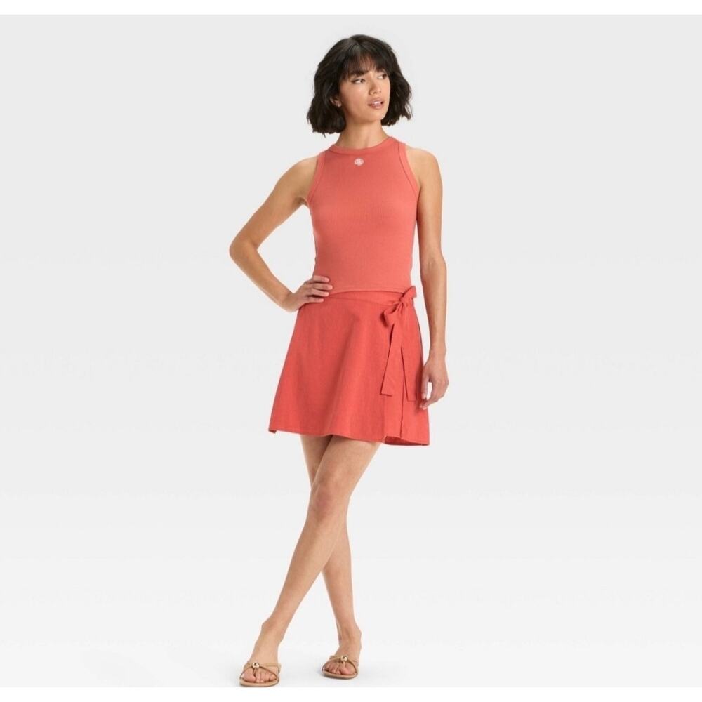 Womans tie mini skirt rust a new day XXL